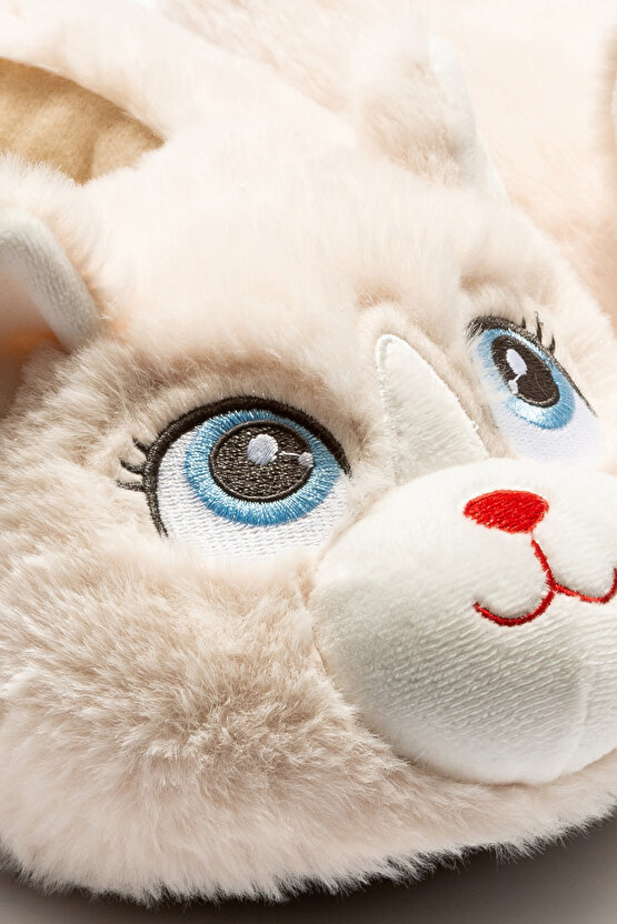 Kontes Kadın Hayvanlı Panduf Bej 3641