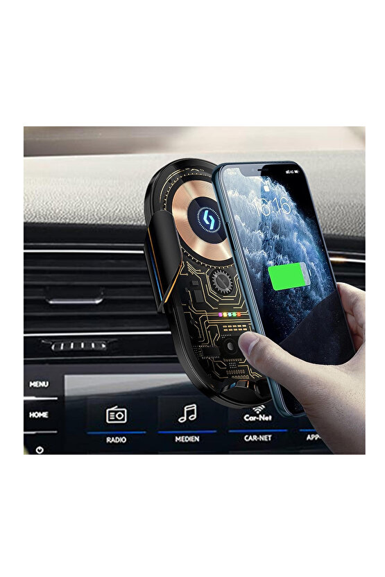 Kablosuz Şarj Araba için Manyetik Elektrikli Telefon Tutacağı Şık Görünümlü Işıklı