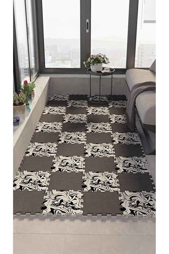 Su Geçirmez Mermer Desenli Balkon Halısı Thb28 | Yapboz Halı | Puzzle Halı