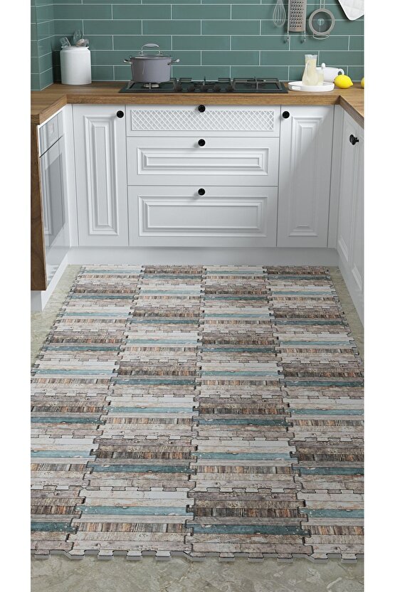 Puzzle Halı Desenli Yumuşak Mutfak Halısı Thm18a | Yapboz Halı | Puzzle Halı