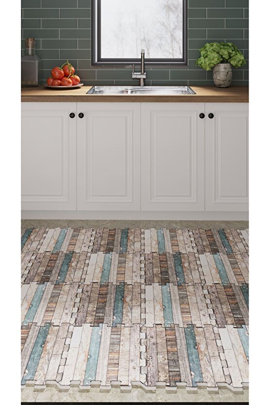 Puzzle Halı Desenli Yumuşak Mutfak Halısı Thm18a | Yapboz Halı | Puzzle Halı