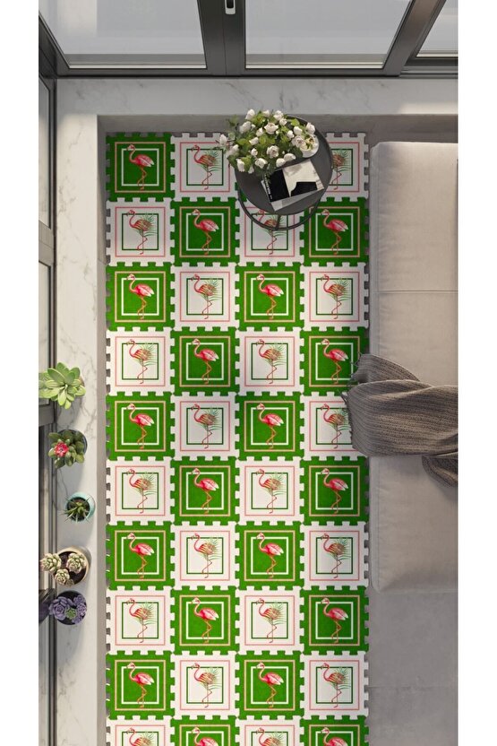 Yumuşak Yıkanabilir Leylek Baskılı Halı Thb10 | Yapboz Halı | Puzzle Halı