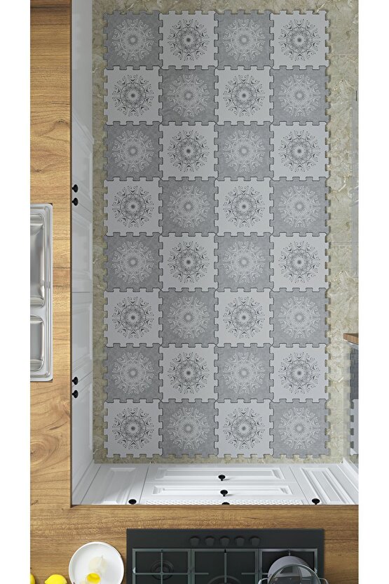 Suya Dayanıklı Dekoratif Mutfak Halısı Thm12 | Yapboz Halı | Puzzle Halı