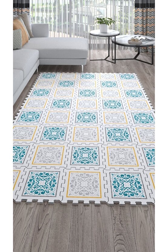 Desenli Dekoratif Yumuşak Salon Halısı Ths14 | Yapboz Halı | Puzzle Halı