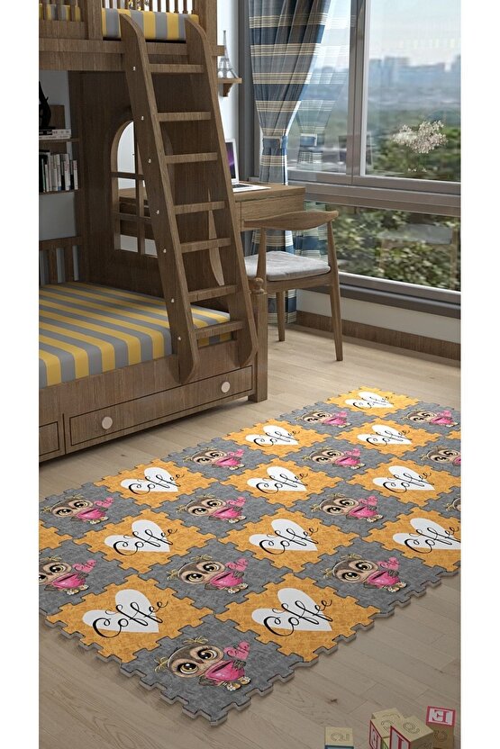 Baskılı Makinede Yıkanabilen Dekoratif Bebek Odası Sı Thc21 | Yapboz Halı | Puzzle Halı