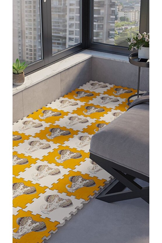 Hayvan Desenli Su Geçirmez Balkon Halısı Thb23 | Yapboz Halı | Puzzle Halı