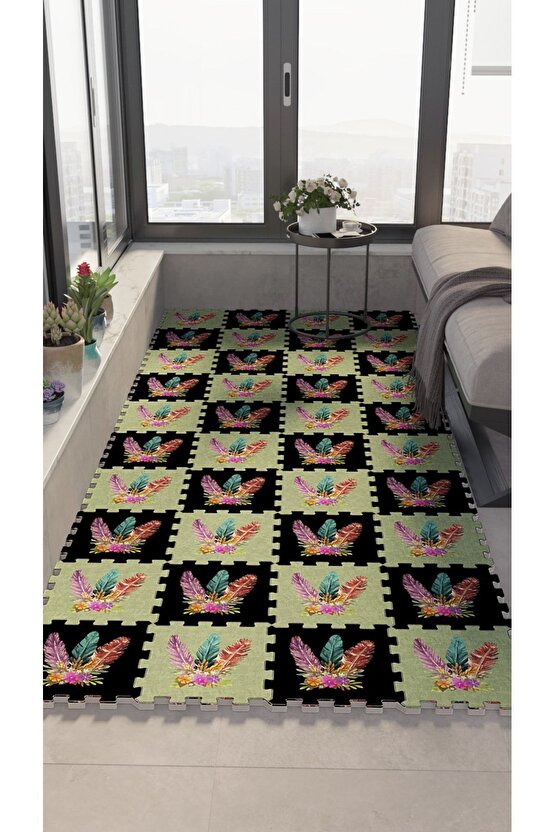 Renkli Baskılı Yumuşak Cam Balkon Halısı Thb24 | Yapboz Halı | Puzzle Halı