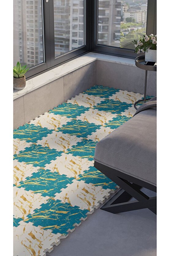 Mermer Desenli Cam Balkon Yer Halısı Yhb27 | Yapboz Halı | Puzzle Halı