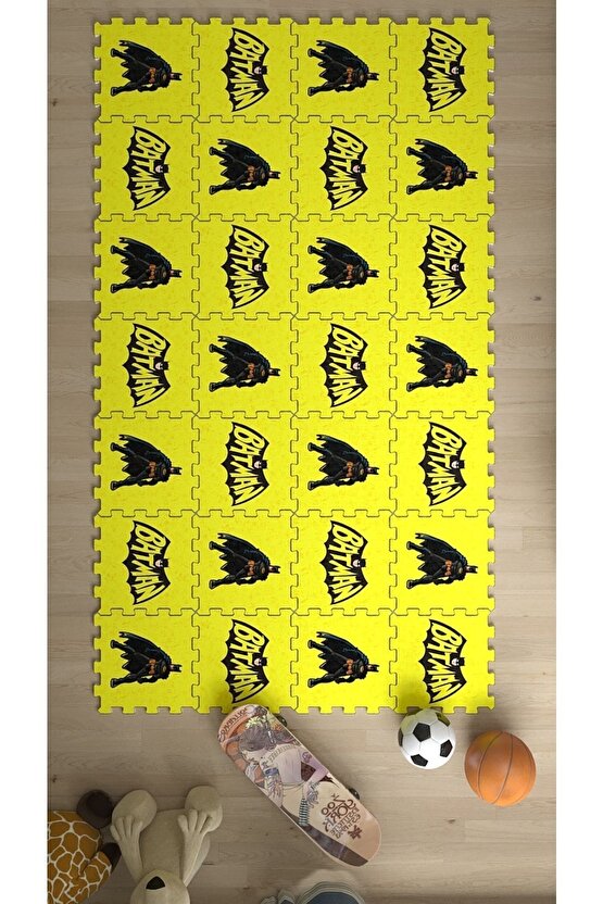 Batman Sarı Yıkanabilir Çocuk Odası Sı Thc8 | Yapboz Halı | Puzzle Halı
