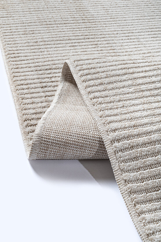 Yalın Microfiber Bukle Dokuma Halı Antre Hol Kesme Halı Yolluk 5771 Krem