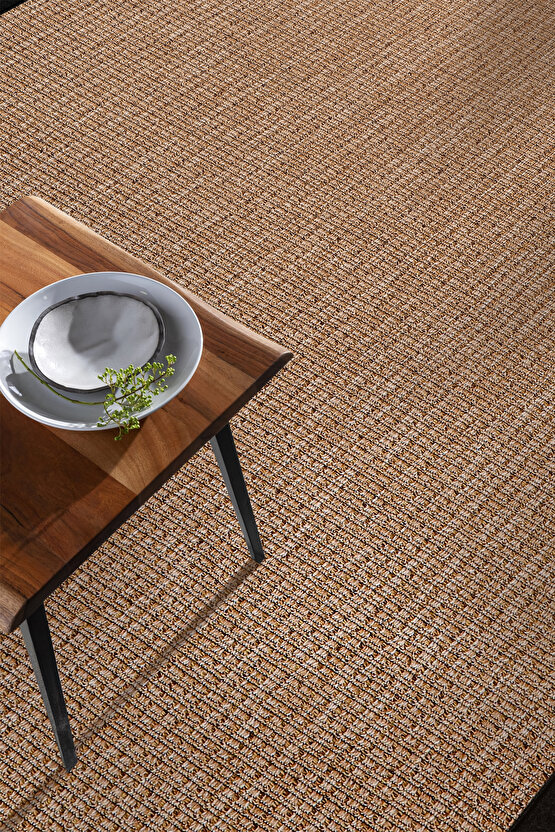 0465-Antrasit Kumaş Bordür Sisal Halı Kilim Hav Toz Vermez Kolay Temizlenen Hasır Kilim