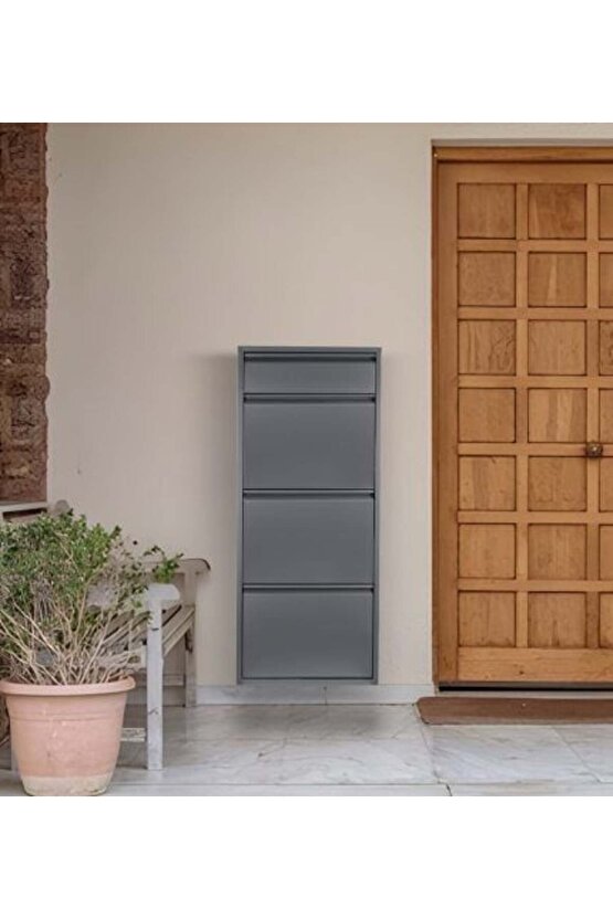 3’lü Metal Ayakkabılık Ekstra (Antrasit) | Fonksiyonel ve Estetik Görünüm