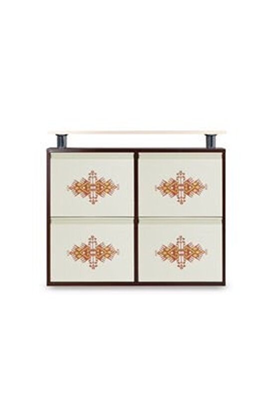 2+2 Metal Ayakkabılık (Kahve-Krem-Kilim) | Kullanışlı, Sağlam ve Şık
