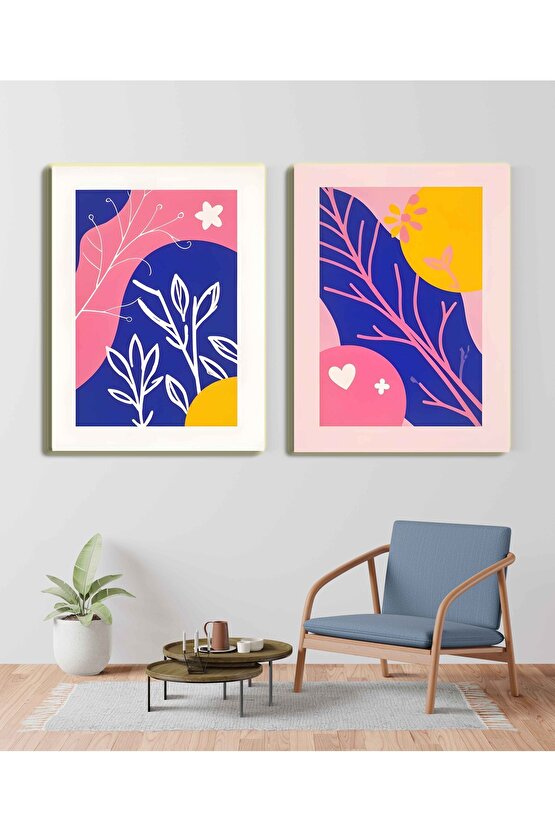 Matisse - Sanat - Soyut - Doğa - Ev - Yaşam ( 2 Li Çerçevesiz ) Poster - Afiş - Tablo NNHT301