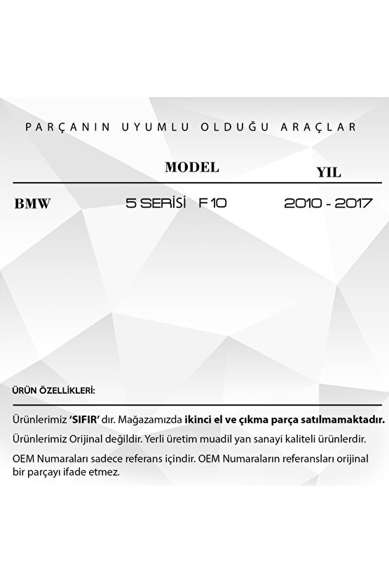 Bmw 5 Serisi F10 El Freni Düğmesi Uyumlu