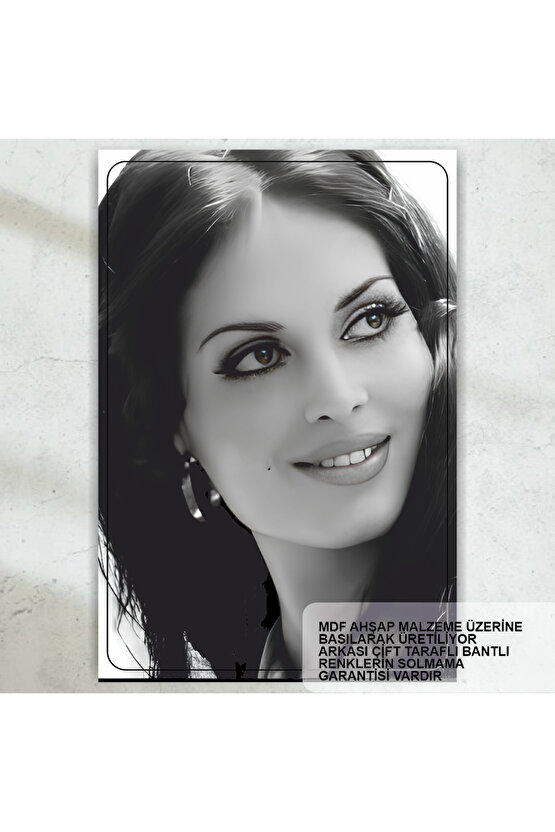 türkan şoray yeşilçam türk sineması siyah beyaz tablo retro ahşap poster