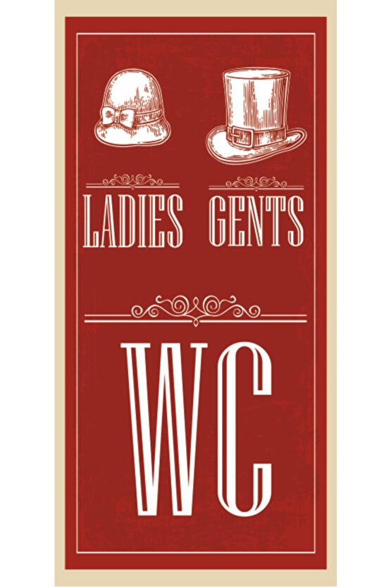 Wc (10 Cm X 20 Cm) Mini Retro Ahşap Poster