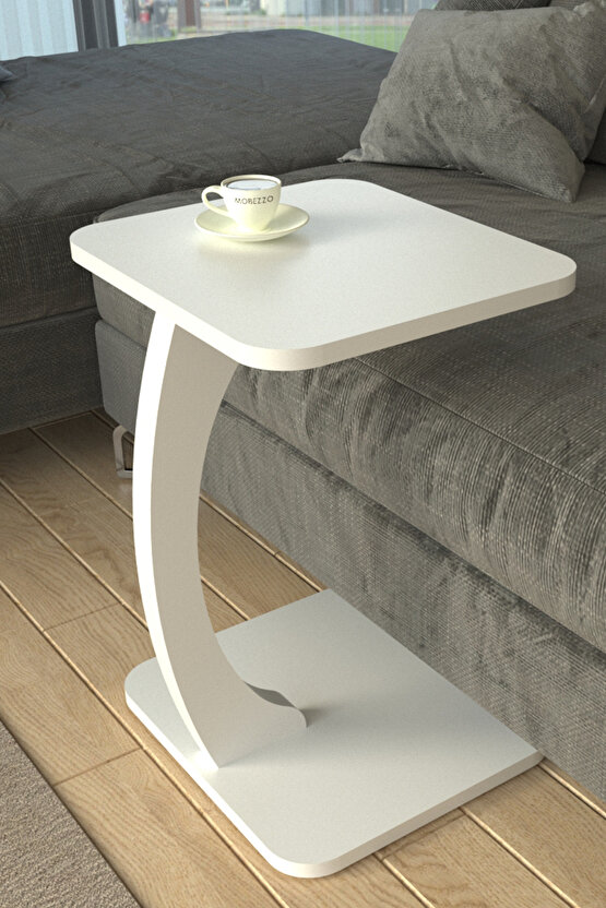 Tekerlekli Kare C Sehpa Koltuk Yanı Laptop Masası Modern Zigon Yan Sehpa Salon Ofis Sehpası