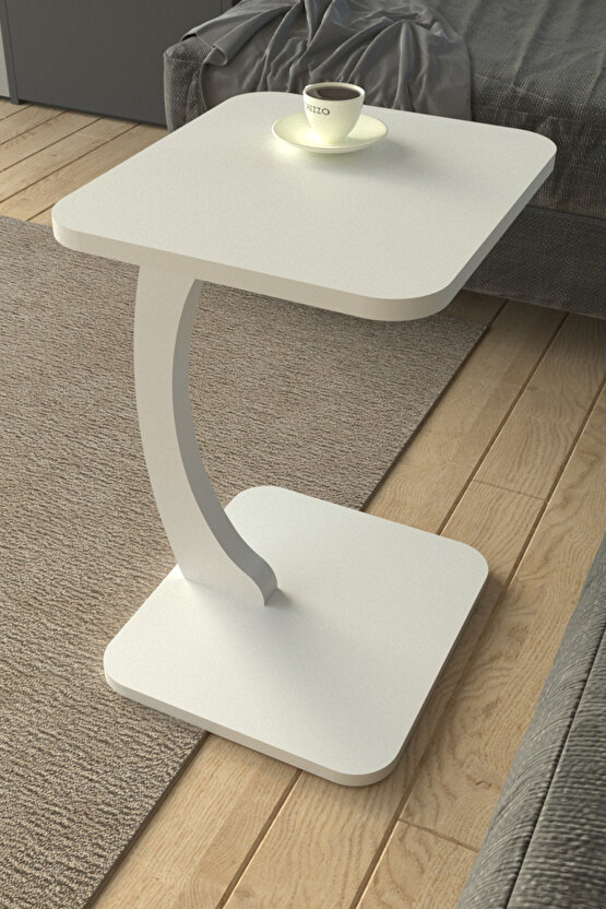 Tekerlekli Dikdörtgen C Sehpa Koltuk Yanı Laptop Masası Modern Zigon Yan Sehpa Salon Ofis Sehpası