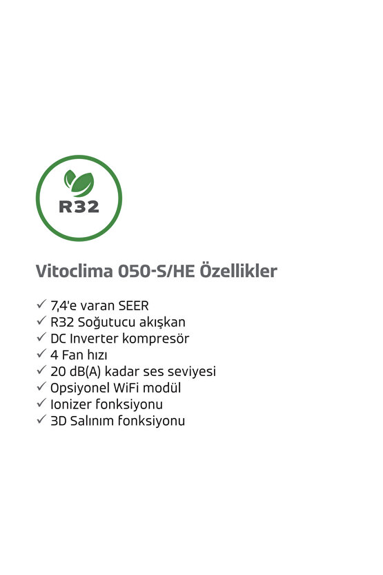 Vitoclima 050 Pro+ 12.000 BTU İnverter Split Klima R32 A++ Beyaz 2025 (Montaj Dahil)
