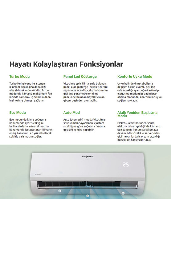 Vitoclima 050 Pro+ 12.000 BTU İnverter Split Klima R32 A++ Beyaz 2025 (Montaj Dahil)