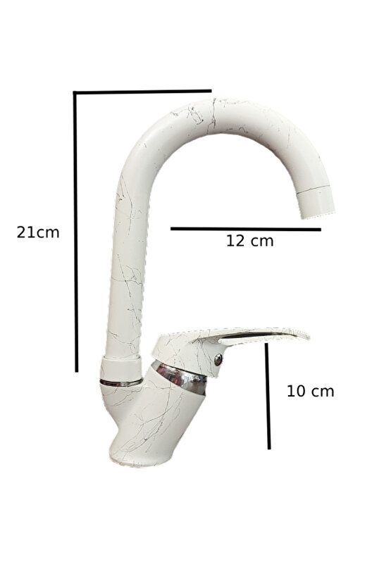 Kuğ Batarya Beyaz Siyah Kısa Boru Mutfak&Lavabo