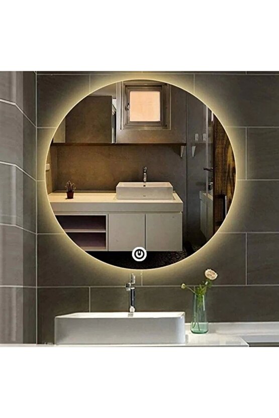 70 cm Çapında Gün Işığı Led Işıklı Dokunmatik Ayna  Dekoratif Ayna  Banyo Aynası  Yuvarlak AynaI