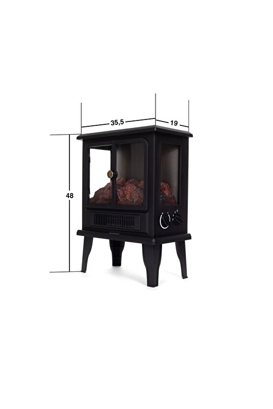 Elektrikli 3 Camlı Fanlı Isıtıcılı Led Alev Efektli Şömine