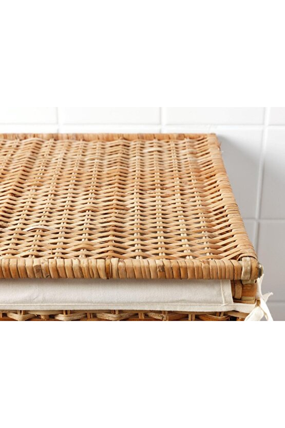 Rattan Çamaşır Sepeti 80 Litre MeridyenDukkan Naturel Kirli Çamaşır Sepeti