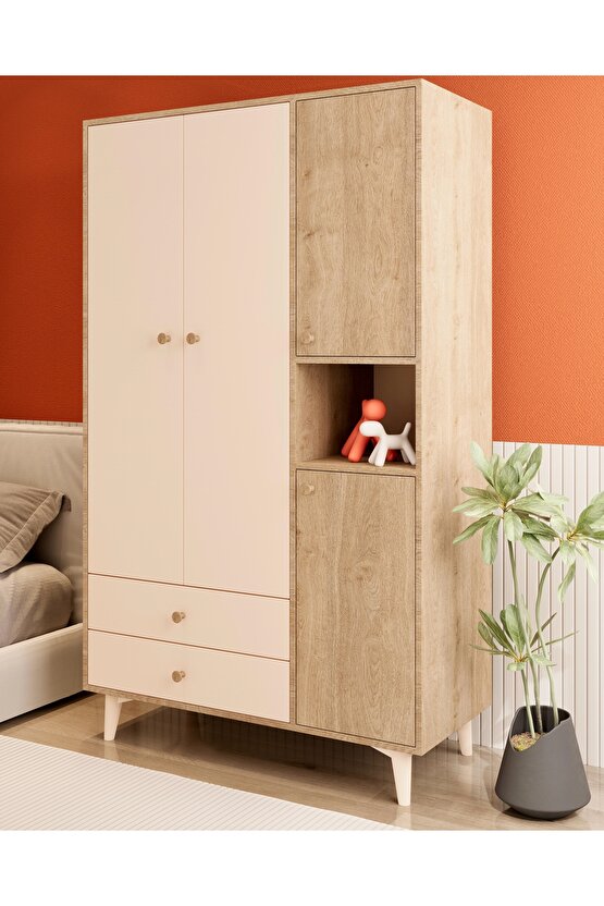 Luneria 3 Kapılı Gardırop Safir Meşe-Vizon Bej