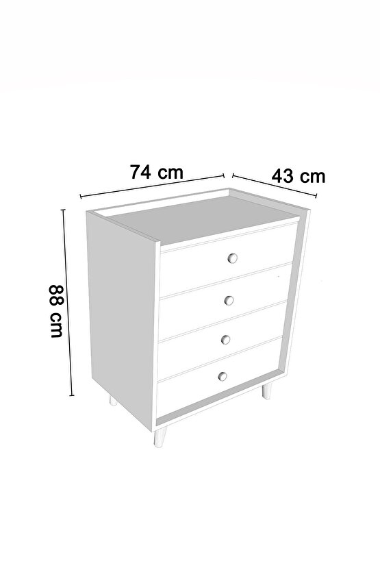 İda 4 Çekmeceli Şifonyer Meşe-Vizon Bej