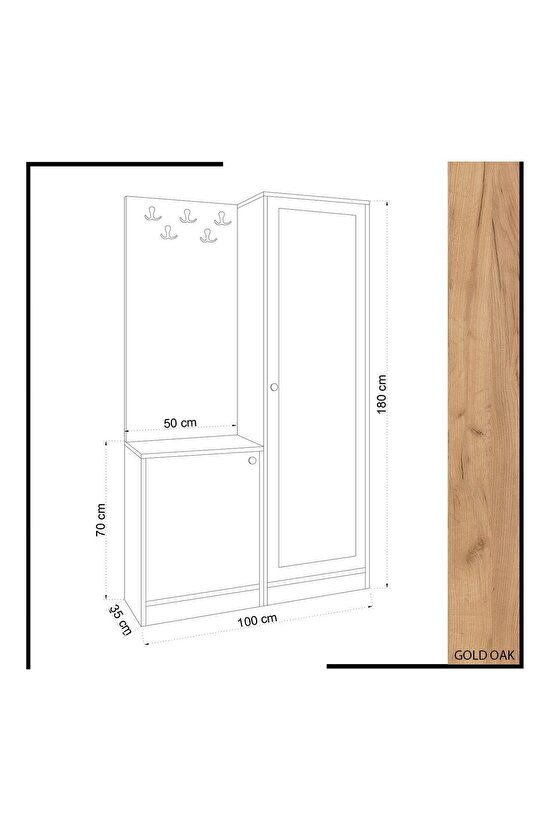 Pro Portmanto Meşebeyaz Aynalı