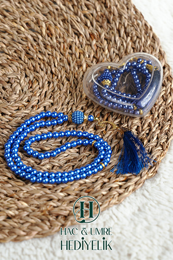 Hediyelik Tesbih | 99lu İnci Tesbih Vav İmameli Püsküllü Kalp Kutulu | Hac Umre Gün Davet Hediyesi