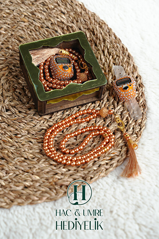 Hediyelik Tesbih Seti | Ahşap Kutulu Elektronik Tesbih ve 99lu İnci Tespih | Özel Gün Hediyesi