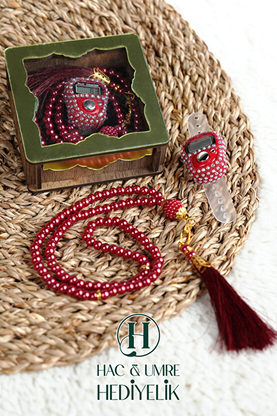 Hediyelik Tesbih Seti | Ahşap Kutulu Elektronik Tesbih ve 99lu İnci Tespih | Özel Gün Hediyesi