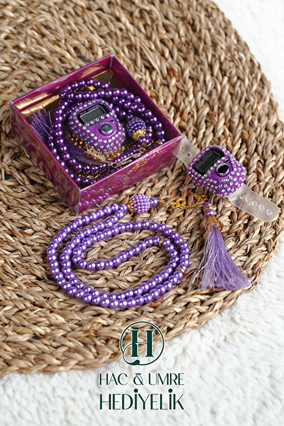 Taşlı Zikirmatik ve İnci Tesbih Seti | Mevlüd Hac Umre Davet Organizasyon Hediyesi | 10 Adet Set