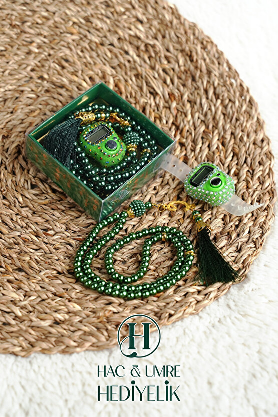 Taşlı Zikirmatik ve İnci Tesbih Seti | Mevlüd Hac Umre Davet Organizasyon Hediyesi | 10 Adet Set