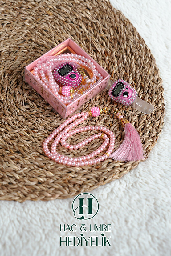 Taşlı Zikirmatik ve İnci Tesbih Seti | Mevlüd Hac Umre Davet Organizasyon Hediyesi | 10 Adet Set