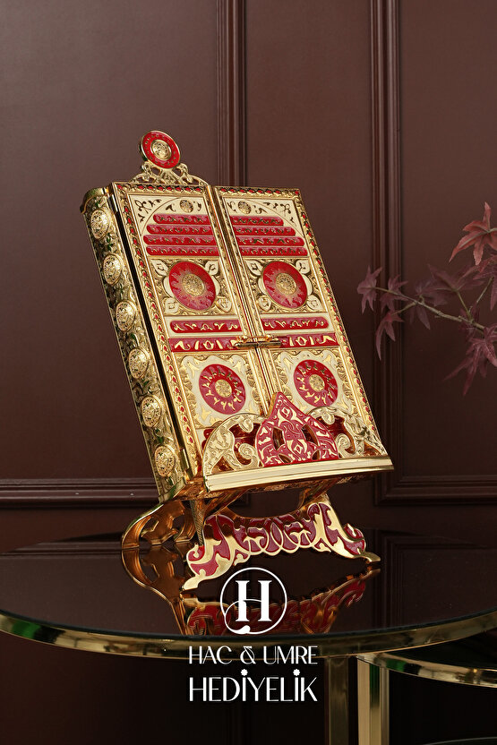Kuran Kabı | Kuran Standı | Desenli Standlı Kuran Kabı ve Kadife Kuran Hediyeli | Kuranı Kerim Seti