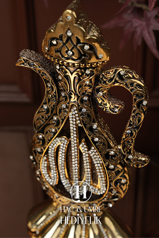 Allah Muhammed Biblo | Dini Manevi Hediye | Ev Dekorasyon Biblo | Lüks Gold İbrik Biblo Seti