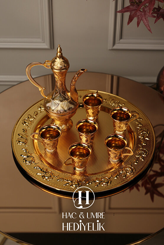 Zemzem Takımı | Gold Zemzem Sunum Seti | Zemzem Tepsisi, İbrik ve Fincan Seti