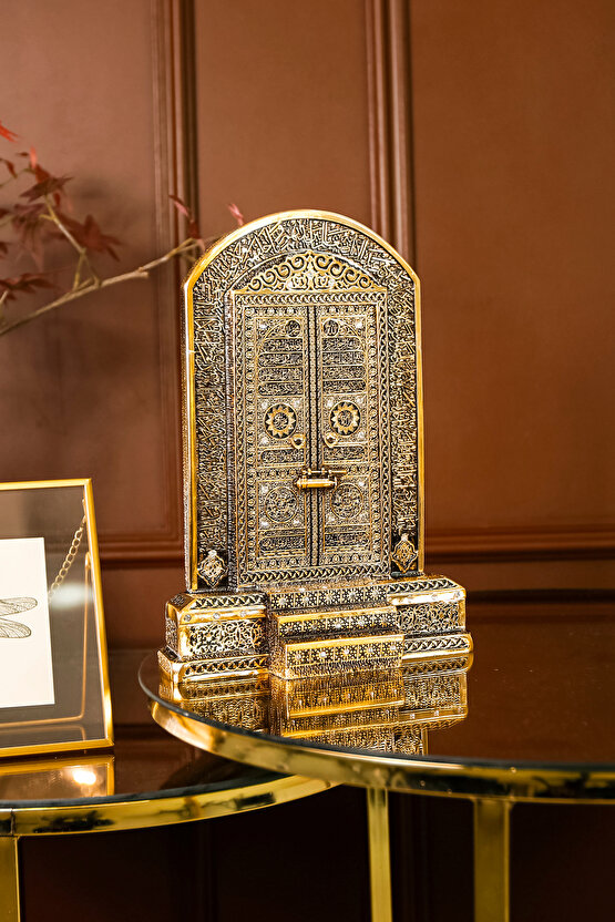 Lüks Hediyelik Dekoratif Obje Gold Dekor Gold Ev Ofis Dekorasyon Kabe Kapısı Ayetel Kürsi Biblo