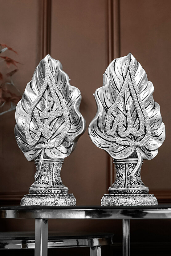 İKİLİ BİBLO SETİ HEDİYE LÜKS OBJE DEKORATİF YAPRAK ALLAH MUHAMMED SÜS