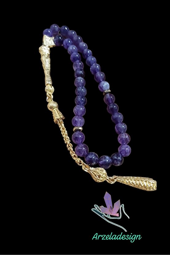 Doğal Taş AMETİST ERKEK TESBİH 33 LÜ 7mm taş