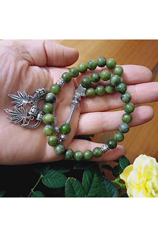 Doğal Taş Yeşim Kristali Erkek Tesbih 33 Lü