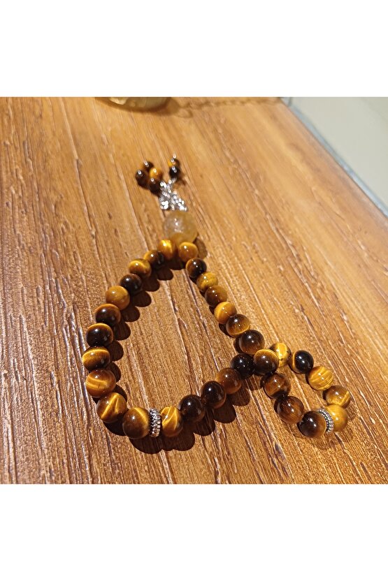 Doğal Taş Kaplan Gözü Erkek Tesbih 33 Lü