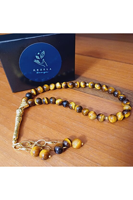 Doğal Taş Kaplan Gözü Erkek Tesbih 33 Lü