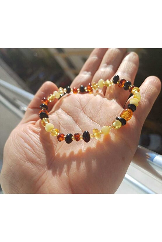 Doğal Taş Kehribar Bileklik 2 Ve 4 Mm Bebek Kehribar