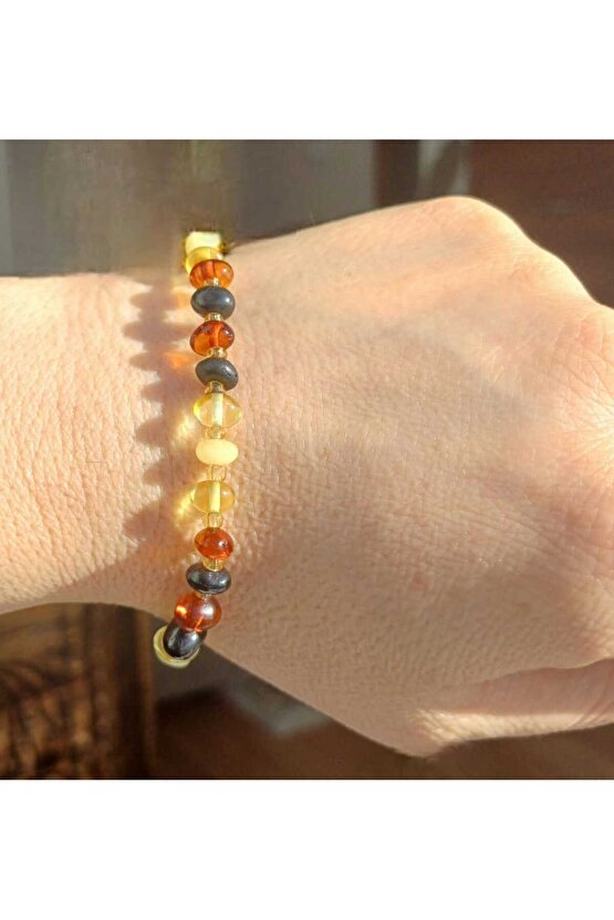 Doğal Taş Kehribar Bileklik 2 Ve 4 Mm Bebek Kehribar