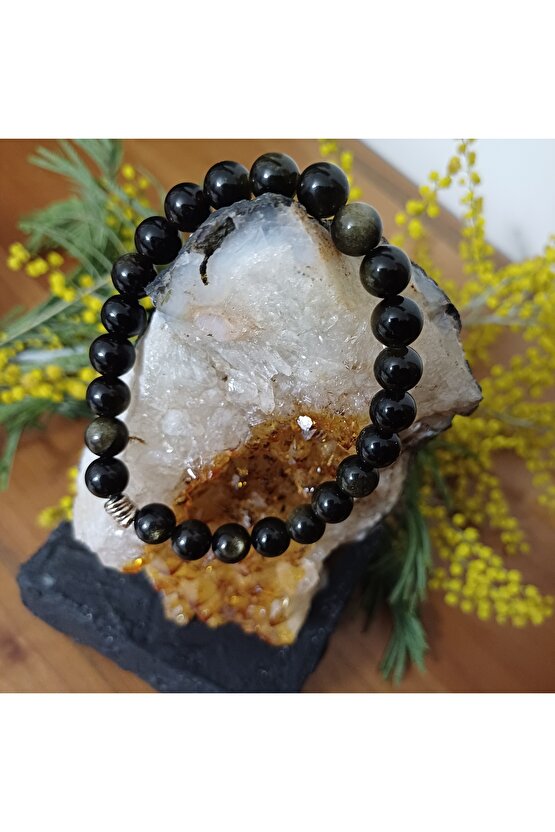 Doğal Taş OBSİDYEN BİLEKLİK 8mm ERKEK KADIN